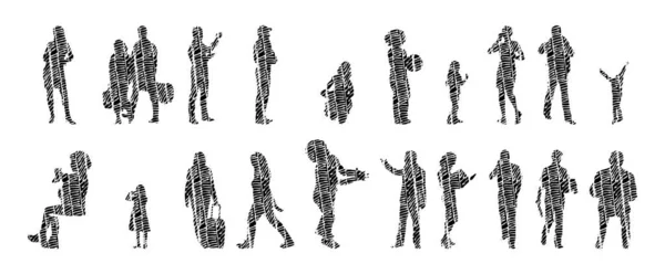 Vector Silhouettes Outline Silhouettes People Contour Drawing People Silhouette Icon — 스톡 벡터