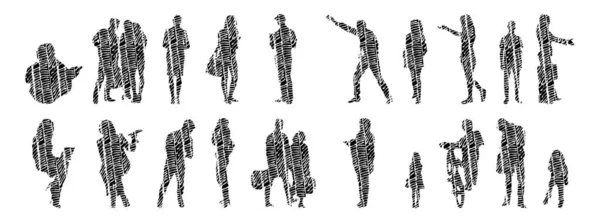 Vector Silhouettes Outline Silhouettes People Contour Drawing People Silhouette Icon — 스톡 벡터