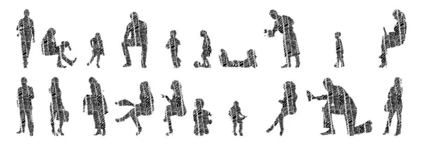 Vector Silhouettes Outline Silhouettes People Contour Drawing People Silhouette Icon — 스톡 벡터