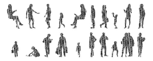 Silhouettes Vectorielles Silhouettes Esquissées Personnes Dessin Contour Silhouette Personnes Icône — Image vectorielle