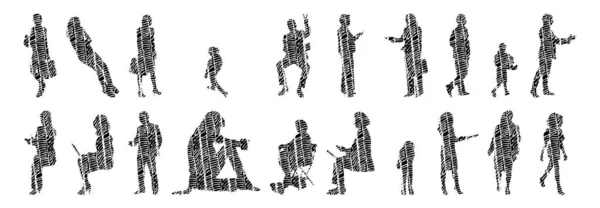 Vector Silhouettes Outline Silhouettes People Contour Drawing People Silhouette Icon — 스톡 벡터