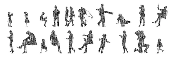 Vector Silhouettes Outline Silhouettes People Contour Drawing People Silhouette Icon — 스톡 벡터