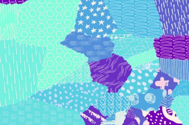 Soyut siyah konturlar, el vektör desen çizdi. Geometrik tarzı Retro soyut desen. Soyut çok renkli geometrik desen.