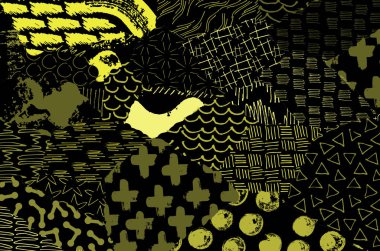 Soyut siyah konturlar, el vektör desen çizdi. Geometrik tarzı Retro soyut desen. Soyut çok renkli geometrik desen.