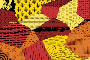 Soyut siyah konturlar, el vektör desen çizdi. Geometrik tarzı Retro soyut desen. Soyut çok renkli geometrik desen.