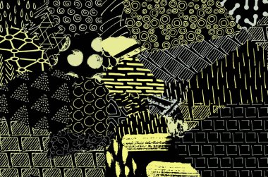 Soyut siyah konturlar, el vektör desen çizdi. Geometrik tarzı Retro soyut desen. Soyut çok renkli geometrik desen.