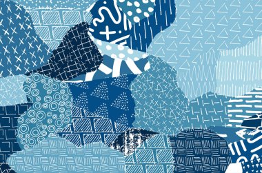 Soyut siyah konturlar, el vektör desen çizdi. Geometrik tarzı Retro soyut desen. Soyut çok renkli geometrik desen.