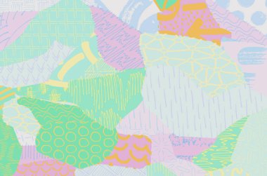 Soyut siyah konturlar, el vektör desen çizdi. Geometrik tarzı Retro soyut desen. Soyut çok renkli geometrik desen.