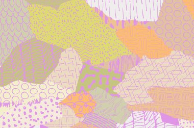 Soyut siyah konturlar, el vektör desen çizdi. Geometrik tarzı Retro soyut desen. Soyut çok renkli geometrik desen.