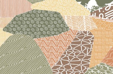 Soyut siyah konturlar, el vektör desen çizdi. Geometrik tarzı Retro soyut desen. Soyut çok renkli geometrik desen.