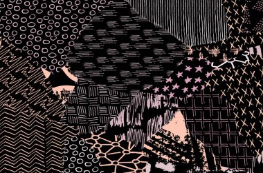 Soyut siyah konturlar, el vektör desen çizdi. Geometrik tarzı Retro soyut desen. Soyut çok renkli geometrik desen.