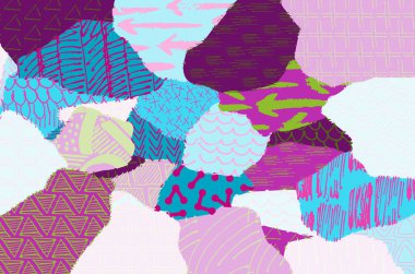 Soyut siyah konturlar, el vektör desen çizdi. Geometrik tarzı Retro soyut desen. Soyut çok renkli geometrik desen.