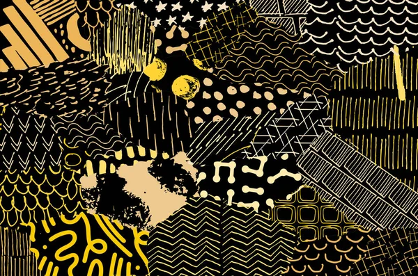 Soyut siyah konturlar, el vektör desen çizdi. Geometrik tarzı Retro soyut desen. Soyut çok renkli geometrik desen.