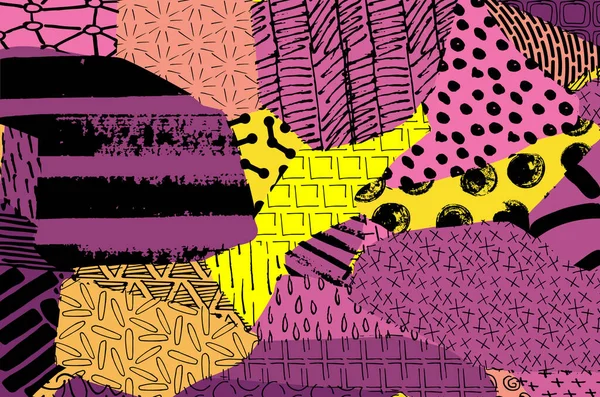 Soyut siyah konturlar, el vektör desen çizdi. Geometrik tarzı Retro soyut desen. Soyut çok renkli geometrik desen.