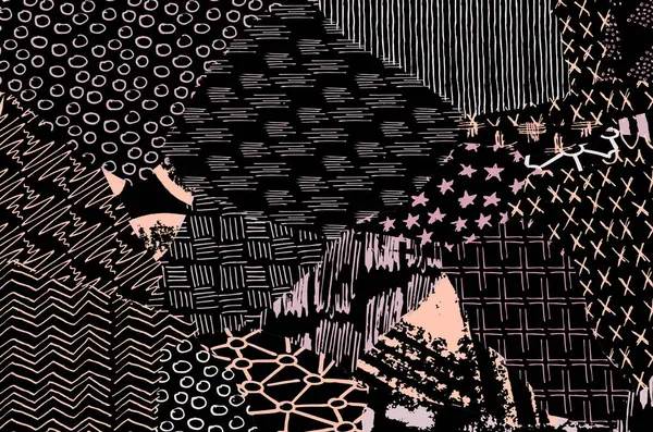 Soyut siyah konturlar, el vektör desen çizdi. Geometrik tarzı Retro soyut desen. Soyut çok renkli geometrik desen.