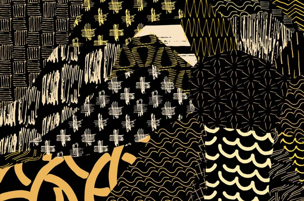 Soyut siyah konturlar, el vektör desen çizdi. Geometrik tarzı Retro soyut desen. Soyut çok renkli geometrik desen.