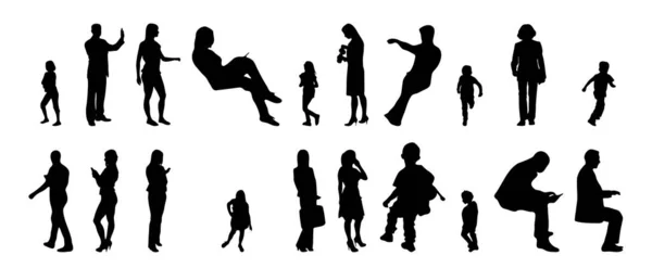 Silhouettes Vectorielles Silhouettes Esquissées Personnes Dessin Contour Silhouette Personnes Icône — Image vectorielle