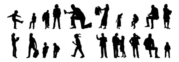 Silhouettes Vectorielles Silhouettes Esquissées Personnes Dessin Contour Silhouette Personnes Icône — Image vectorielle