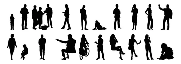 Silhouettes Vectorielles Silhouettes Esquissées Personnes Dessin Contour Silhouette Personnes Icône — Image vectorielle