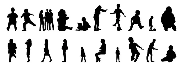 Vektor Silhouetten Umrisse Von Menschen Konturzeichnung Menschen Silhouette Icon Set — Stockvektor