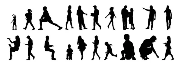 Vector Silhouettes Outline Silhouettes People Contour Drawing People Silhouette Icon — 스톡 벡터