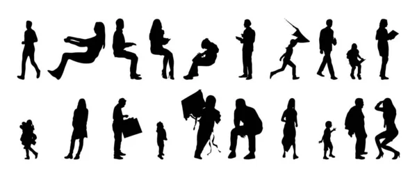 Silhouettes Vectorielles Silhouettes Esquissées Personnes Dessin Contour Silhouette Personnes Icône — Image vectorielle