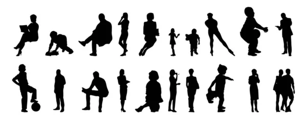 Silhouettes Vectorielles Silhouettes Esquissées Personnes Dessin Contour Silhouette Personnes Icône — Image vectorielle