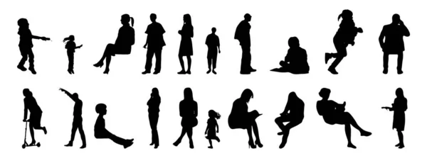 Vector Silhouettes Outline Silhouettes People Contour Drawing People Silhouette Icon — 스톡 벡터