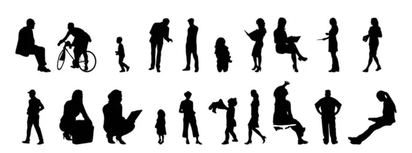 Vektor Silhouetten Umrisse Von Menschen Konturzeichnung Menschen Silhouette Icon Set — Stockvektor