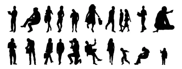 Silhouettes Vectorielles Silhouettes Esquissées Personnes Dessin Contour Silhouette Personnes Icône — Image vectorielle