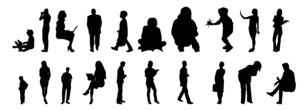 Silhouettes Vectorielles Silhouettes Esquissées Personnes Dessin Contour Silhouette Personnes Icône — Image vectorielle