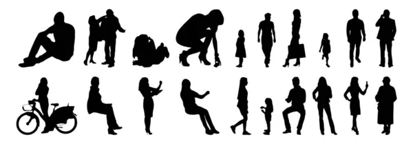 Vector Silhouettes Outline Silhouettes People Contour Drawing People Silhouette Icon — 스톡 벡터