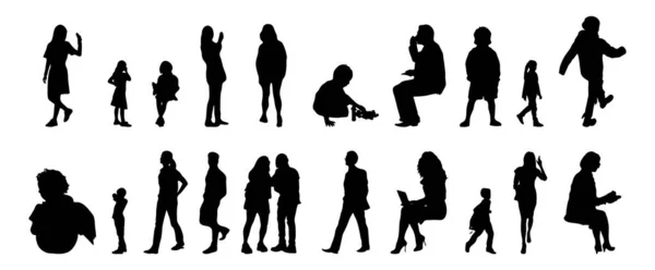 Vector Silhouettes Outline Silhouettes People Contour Drawing People Silhouette Icon — 스톡 벡터