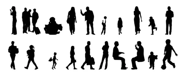 Vector Silhouetten Overzicht Silhouetten Van Mensen Contourtekening Personensilhouet Icoon Set — Stockvector