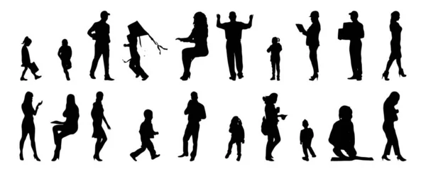 Silhouettes Vectorielles Silhouettes Esquissées Personnes Dessin Contour Silhouette Personnes Icône — Image vectorielle