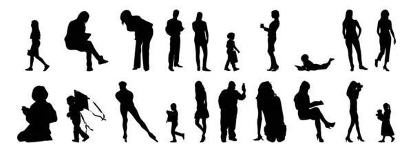 Silhouettes Vectorielles Silhouettes Esquissées Personnes Dessin Contour Silhouette Personnes Icône — Image vectorielle