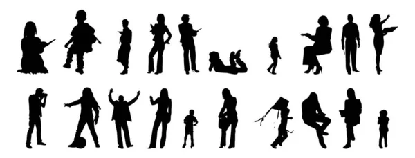 Silhouettes Vectorielles Silhouettes Esquissées Personnes Dessin Contour Silhouette Personnes Icône — Image vectorielle