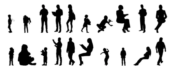 Vector Silhouetten Overzicht Silhouetten Van Mensen Contourtekening Personensilhouet Icoon Set — Stockvector