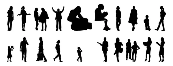 Vector Silhouettes Outline Silhouettes People Contour Drawing People Silhouette Icon — Stock Vector