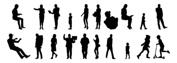 Vector Silhouetten Overzicht Silhouetten Van Mensen Contourtekening Personensilhouet Icoon Set — Stockvector