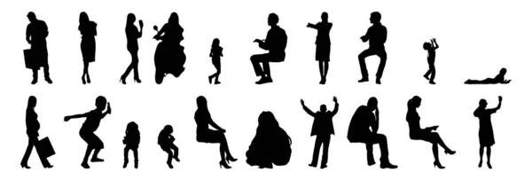 Silhouettes Vectorielles Silhouettes Esquissées Personnes Dessin Contour Silhouette Personnes Icône — Image vectorielle