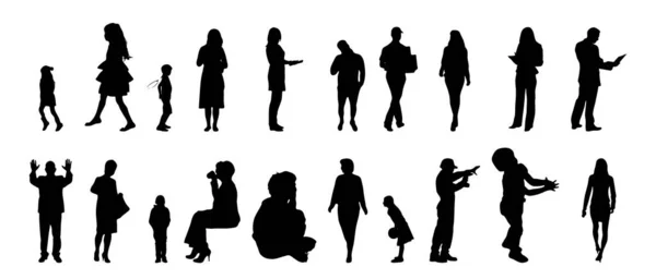 Vector Silhouettes Outline Silhouettes People Contour Drawing People Silhouette Icon — 스톡 벡터