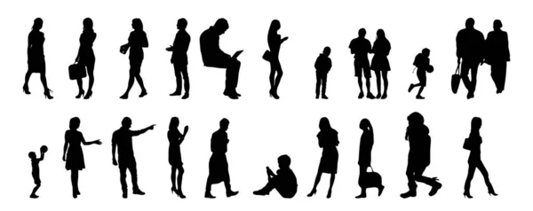 Vector Silhouettes Outline Silhouettes People Contour Drawing People Silhouette Icon — 스톡 벡터