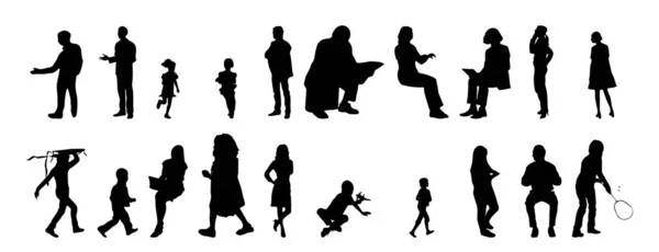 Silhouettes Vectorielles Silhouettes Esquissées Personnes Dessin Contour Silhouette Personnes Icône — Image vectorielle