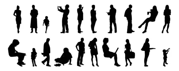 Silhouettes Vectorielles Silhouettes Esquissées Personnes Dessin Contour Silhouette Personnes Icône — Image vectorielle