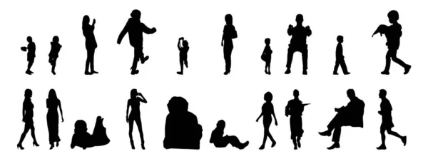 Vector Silhouetten Overzicht Silhouetten Van Mensen Contourtekening Personensilhouet Icoon Set — Stockvector