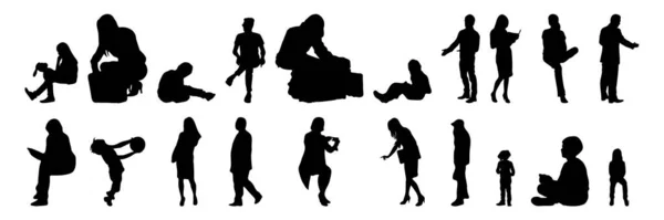 Vector Silhouettes Outline Silhouettes People Contour Drawing People Silhouette Icon — Stock Vector