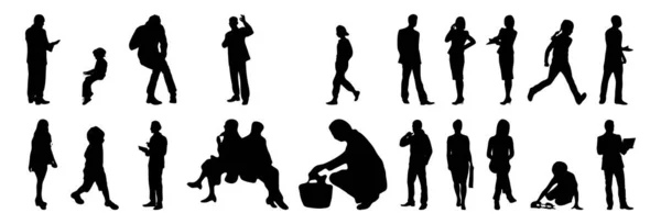 Silhouettes Vectorielles Silhouettes Esquissées Personnes Dessin Contour Silhouette Personnes Icône — Image vectorielle