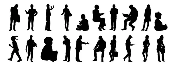 Silhouettes Vectorielles Silhouettes Esquissées Personnes Dessin Contour Silhouette Personnes Icône — Image vectorielle