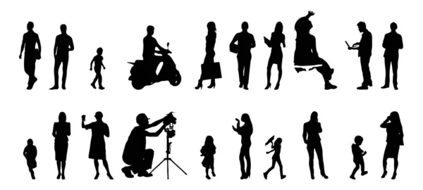 Vector Silhouettes Outline Silhouettes People Contour Drawing People Silhouette Icon — 스톡 벡터